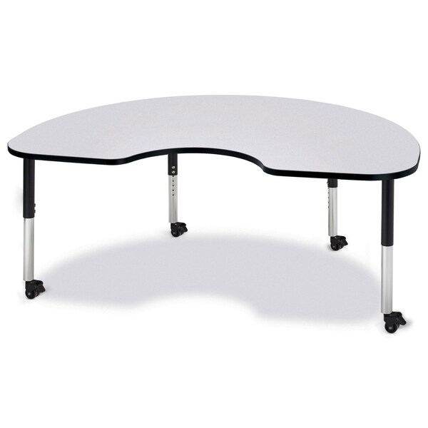 Berries Kidney Activity Table, 48 in. x 72 in., Mobile, Freckled Gray/Black/Black